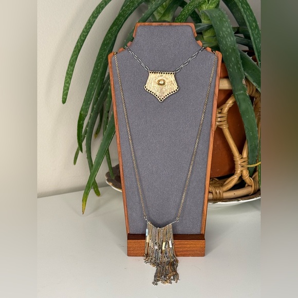 NWT Free People Mixed Metal Fringe Statement Necklace Boho Layered Chain - Picture 2 of 6